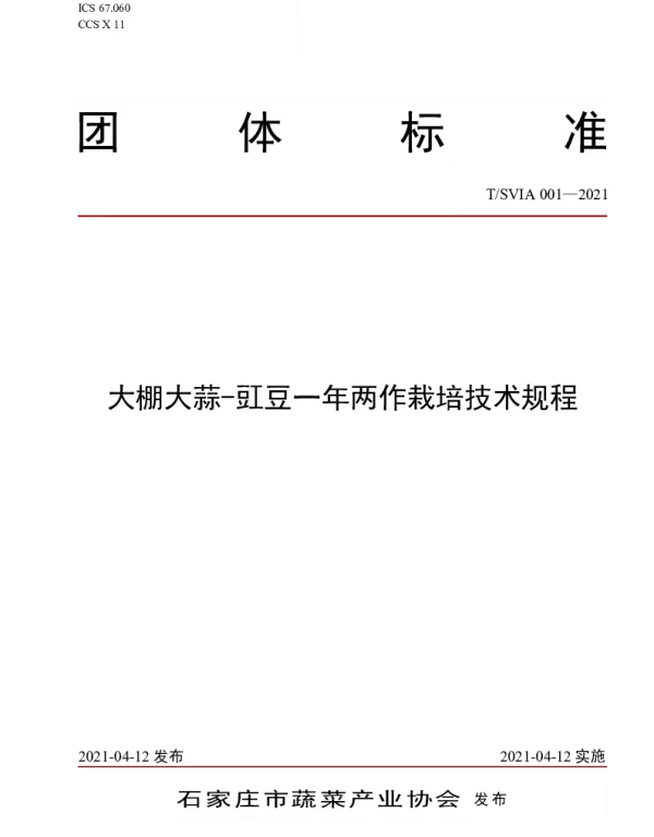 TSVIA 001-2021 大棚大蒜-豇豆一年两作栽培技术规程