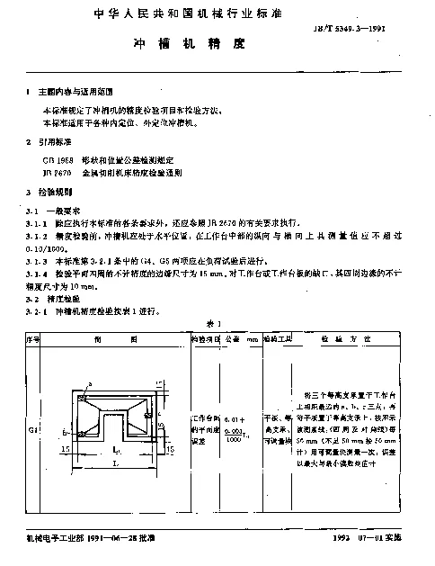 JBT 5349.3-1991 冲槽机精度