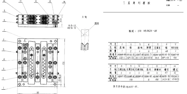 HB 3624-1985 三层两列溜板