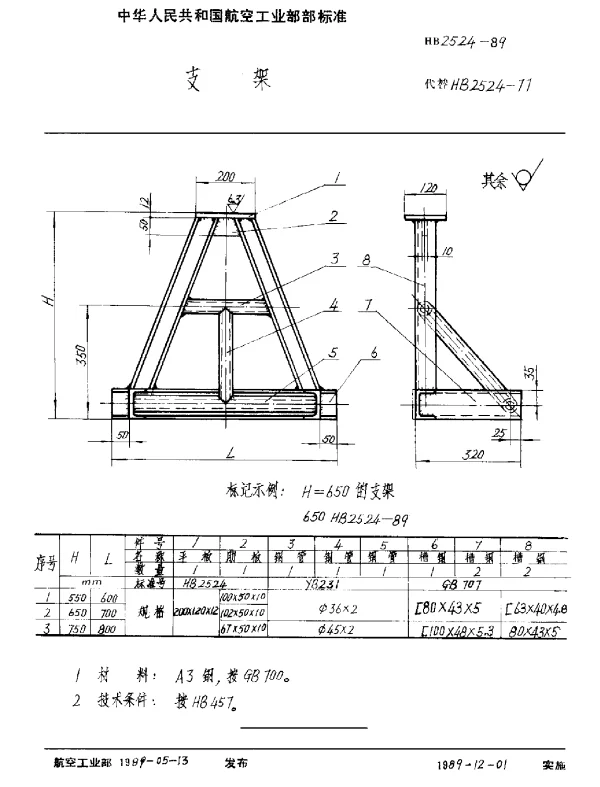 HB 2524-1989 支架