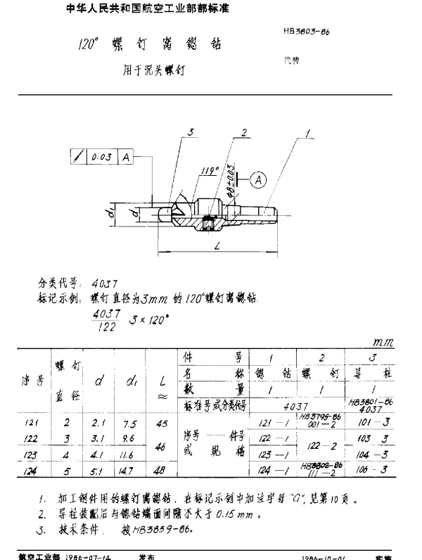 HB 3803-1986 120°螺钉窝锪钻