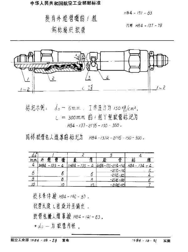 HB 4-137-1983 装有外锥管嘴的2组钢丝编织软管