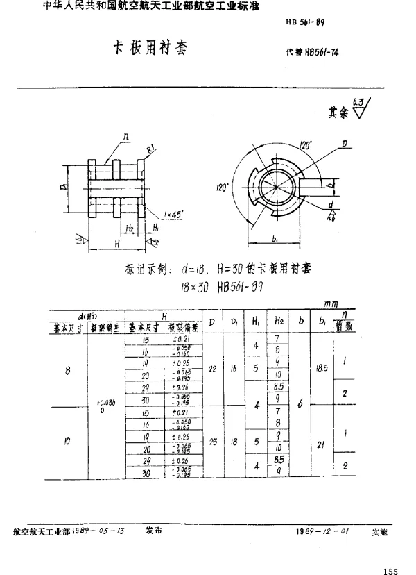 HB 561-1989 卡板用衬套
