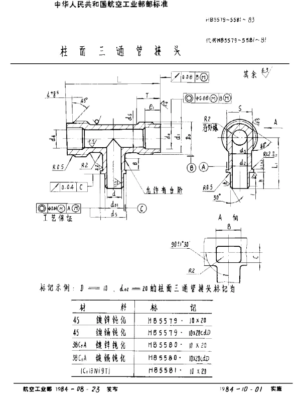 HB 5579~5581-1983 柱面三通管接头