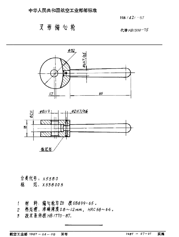 HB 1421-1987 叉形偏心轮