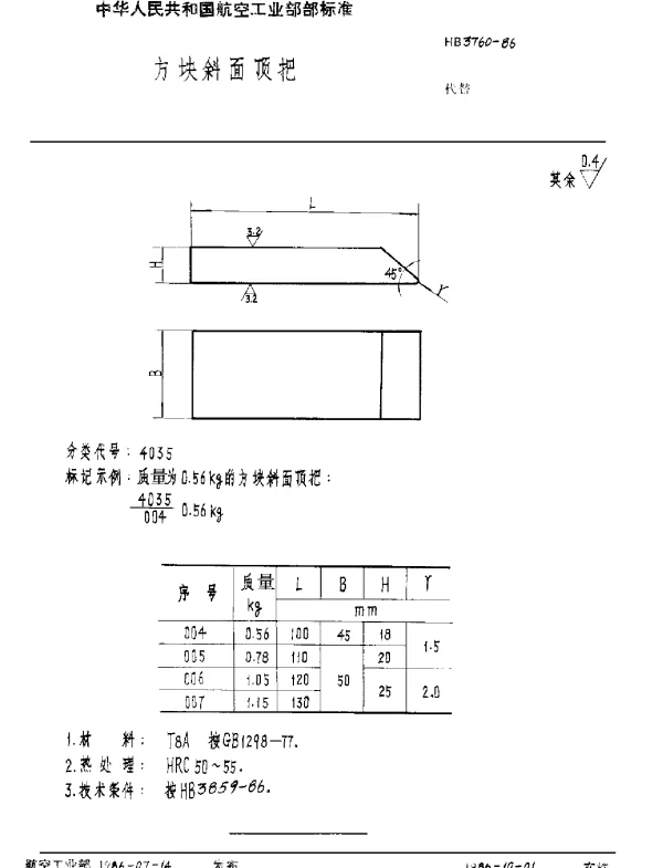 HB 3760-1986 方块斜面顶把
