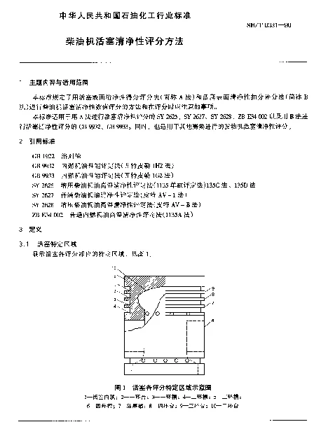 SHT 0031-1990 柴油机活塞清净性评分方法