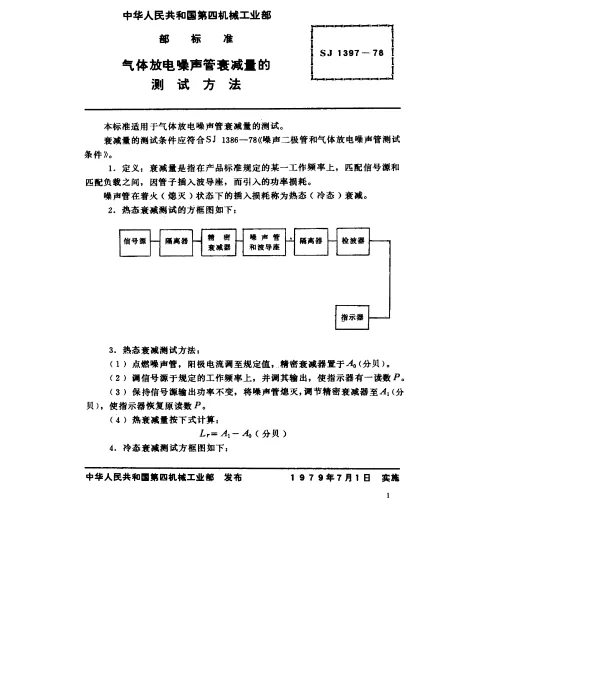 SJ 1397-1978 气体放电噪声管衰减量的测试方法