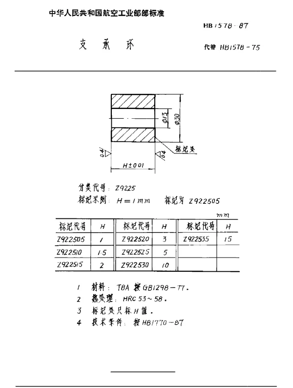 HB 1578-1987 支承环