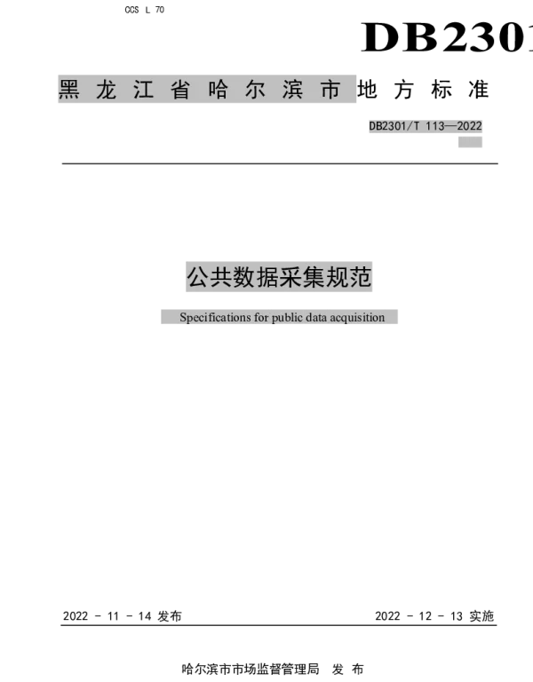 DB2301T 113—2022 公共数据采集规范