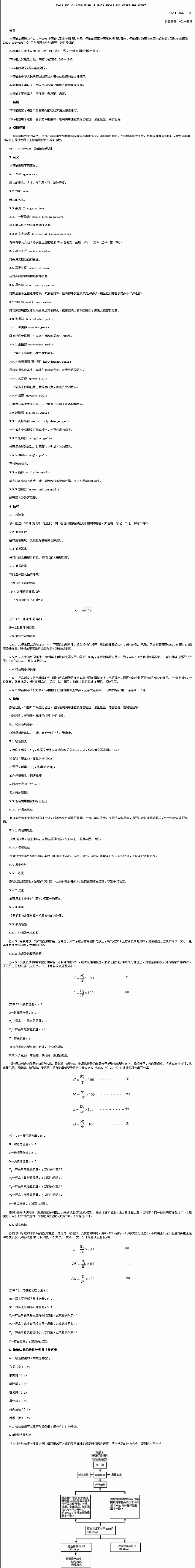 SNT 0876-2000 进出口白皮蒜头检验规程