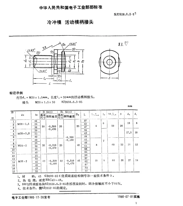 SJ 2638.6.3-1985 冷冲模.活动模柄接头