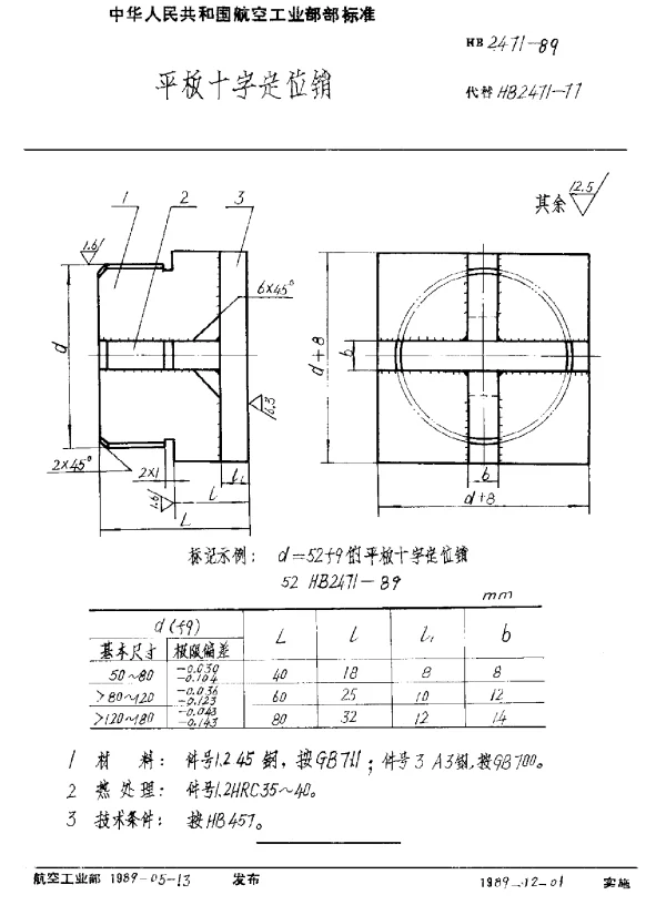 HB 2471-1989 平板十字定位销