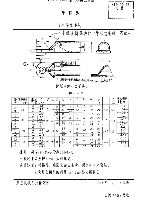 HB 6-53-1969 飞机导线接头