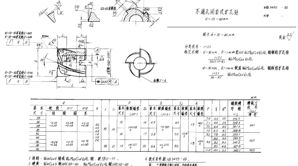 HB 3490-1985 不通孔用套式扩孔钻 d=25~80mm