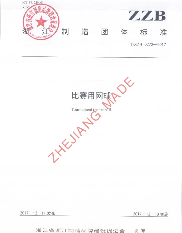 TZZB 0272-2017 比赛用网球