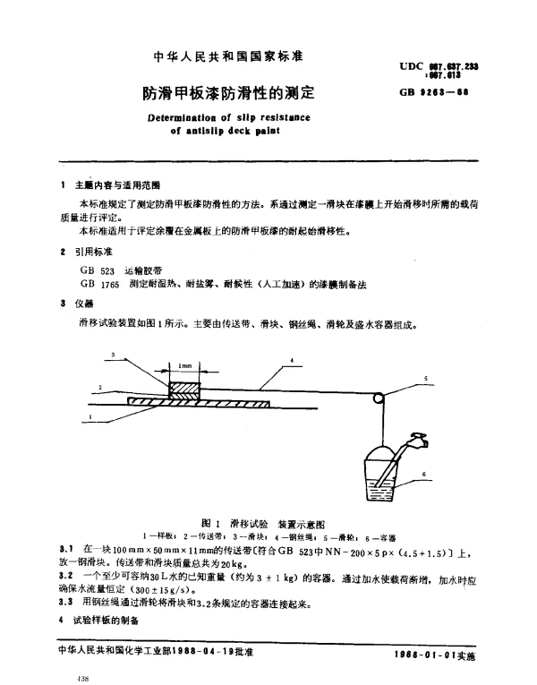GB 9263-1988 防滑甲板漆防滑性的测定