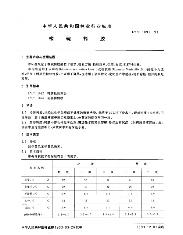 LYT 1091-1993 橡碗栲胶