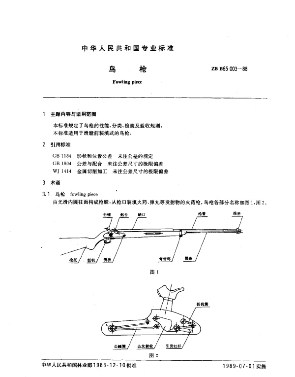 ZB B65 003-1988 鸟枪