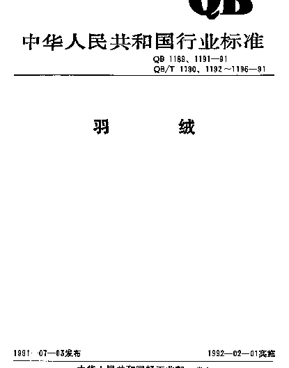 QB 1191-1991 羽绒