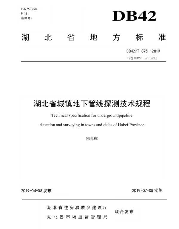 DB42T 875-2019 湖北省城镇地下管线探测技术规程