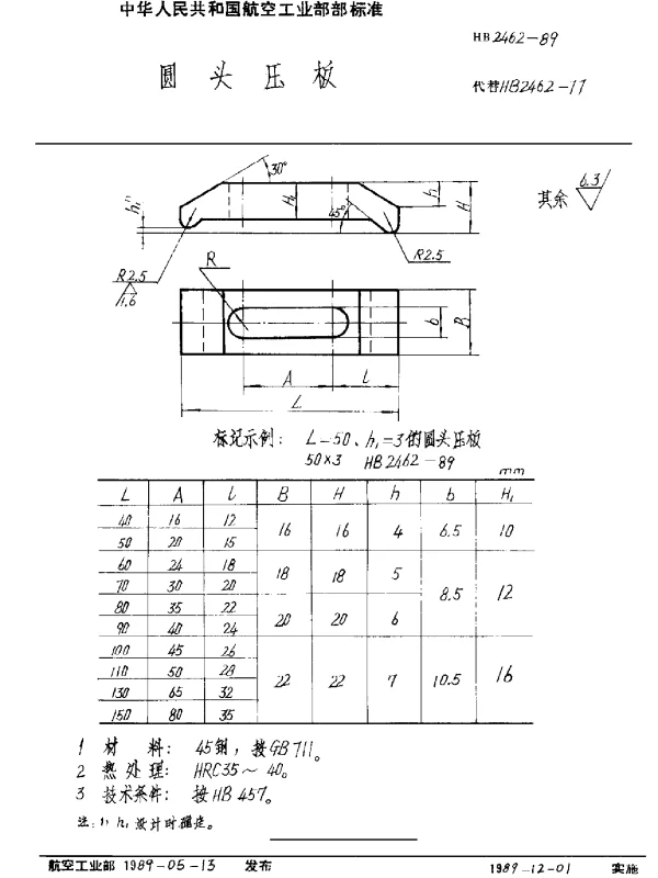 HB 2462-1989 圆头压板