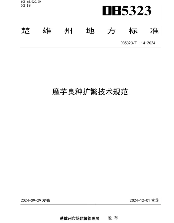 DB5323T 114—2024 魔芋良种扩繁技术规范
