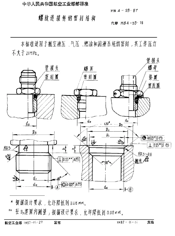 HB 4-59-1987 螺纹连接件的密封结构