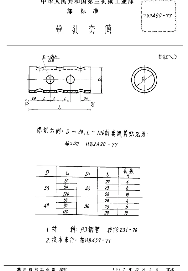 HB 2490-1977 带孔套筒