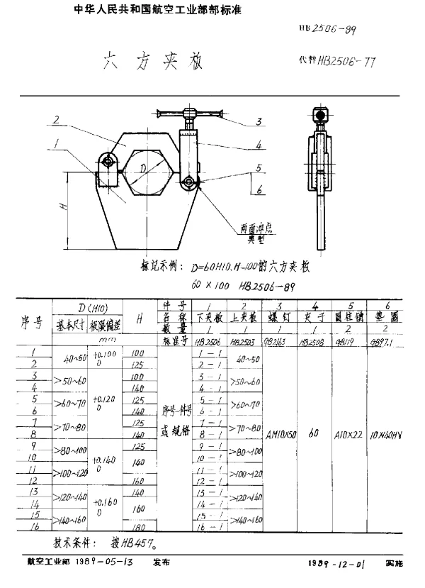 HB 2506-1989 六方夹板