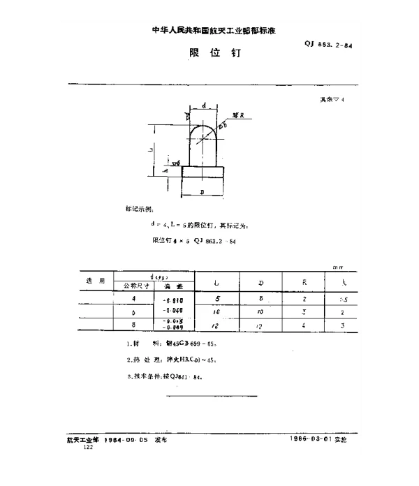 QJ 863.2-1984 限位钉