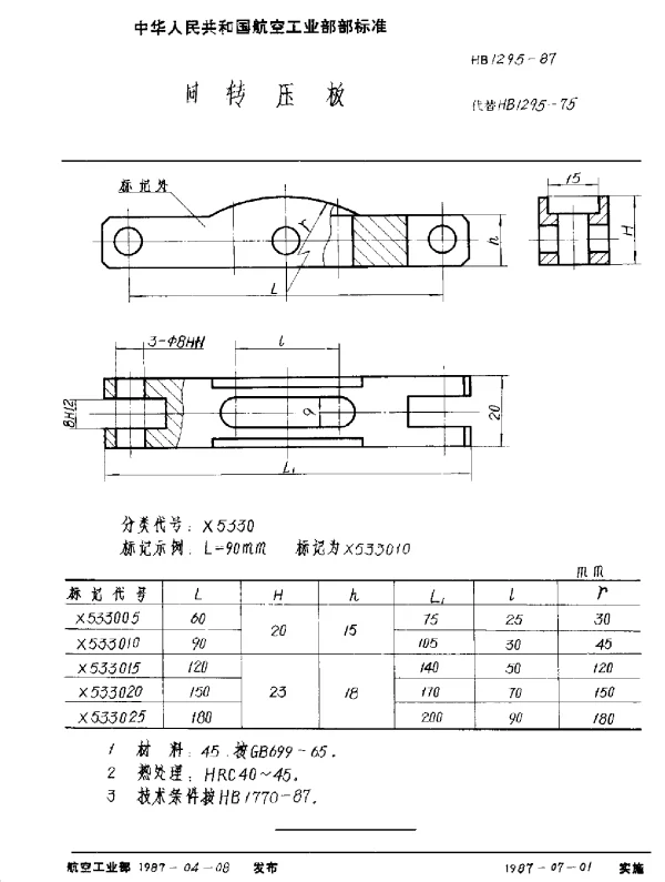 HB 1295-1987 回转压板