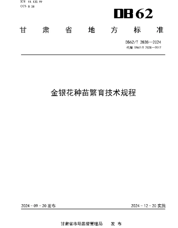 DB62T 2838-2024 金银花种苗繁育技术规程
