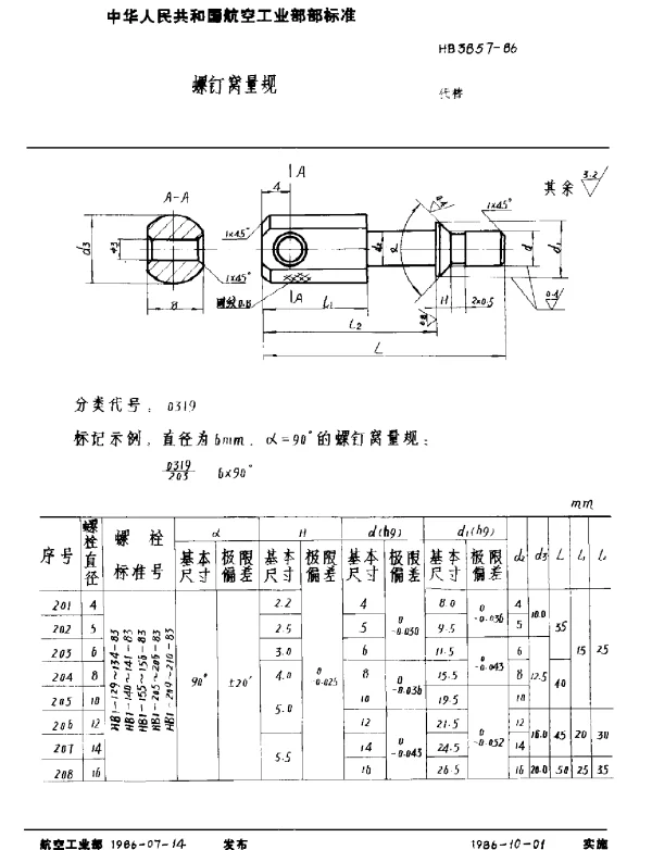 HB 3857-1986 螺钉窝量规
