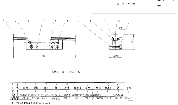 HB 3632-1985 U型溜板