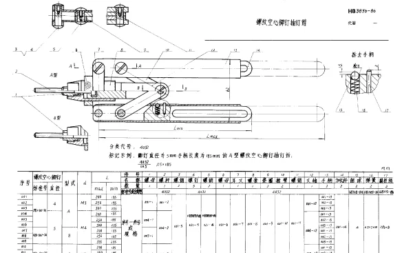 HB 3836-1986 螺纹空心铆钉抽钉钳
