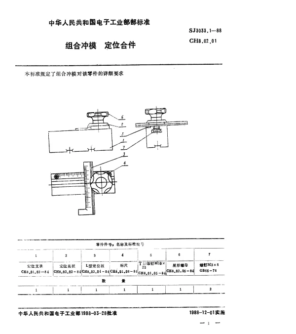 SJ 3033.1-1988 组合冲模.定位合件