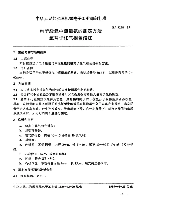 SJ 3238-1989 电子级氩中痕量氮的测定方法.氩离子化气相色谱法
