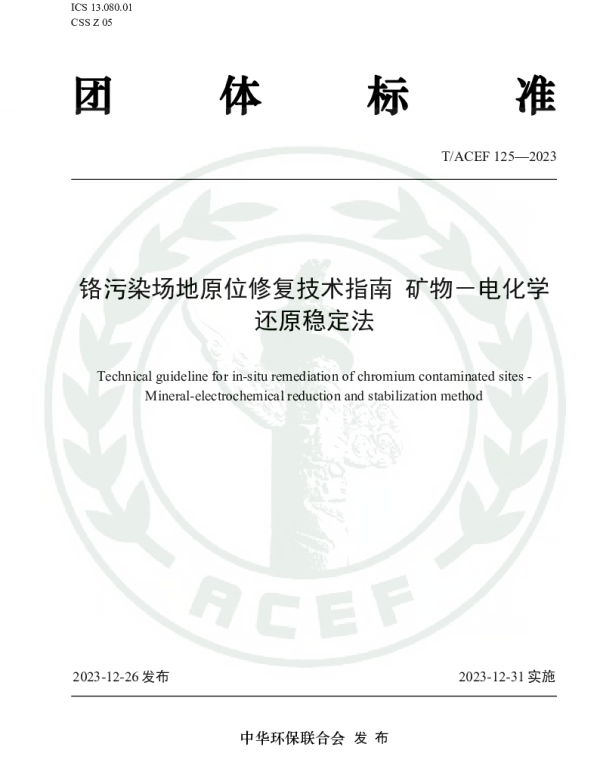 TACEF 125-2023 铬污染场地原位修复技术指南 矿物－电化学还原稳定法