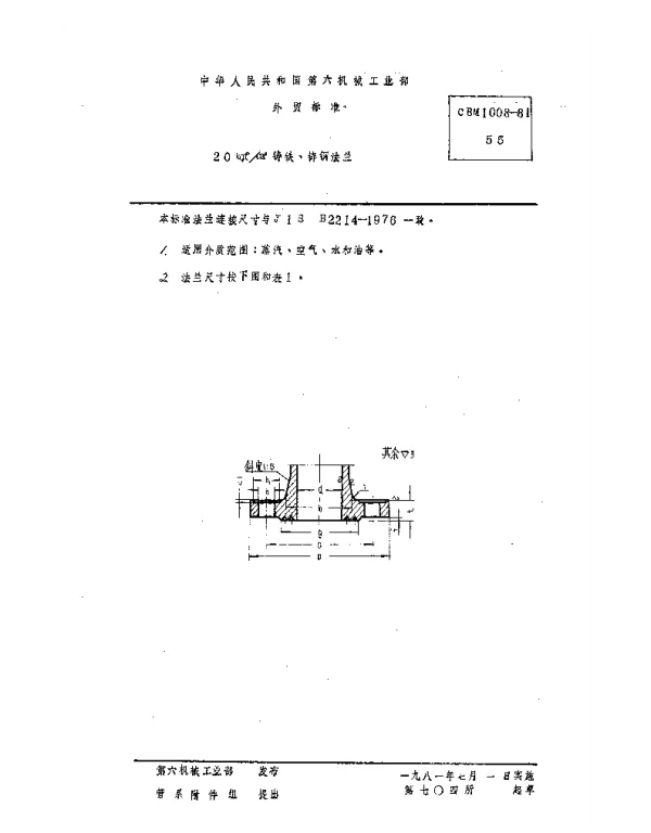 CBM 1008-1981 20kgfcm2铸铁、铸钢法兰