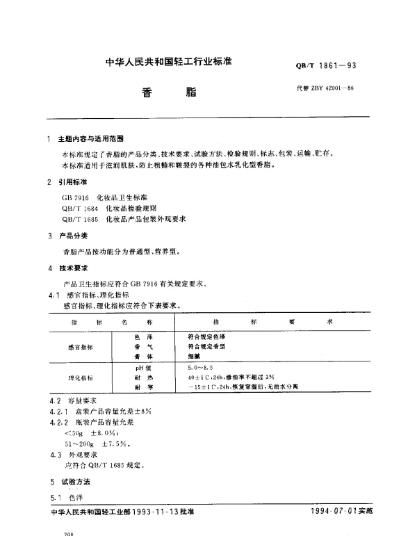 QBT 1861-1993 香脂
