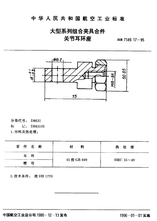 HB 7149.17-1995 大型系列组合夹具合件.关节耳环座