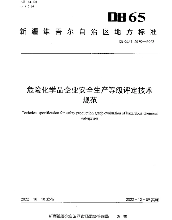 DB65T 4570—2022 危险化学品企业安全生产等级评定技术规范