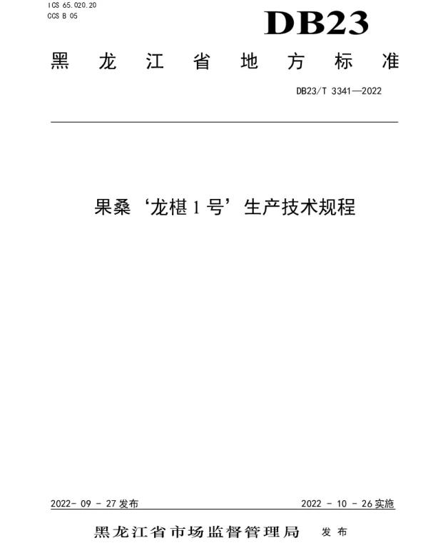 DB23T 3341—2022 果桑‘龙椹1号’生产技术规程