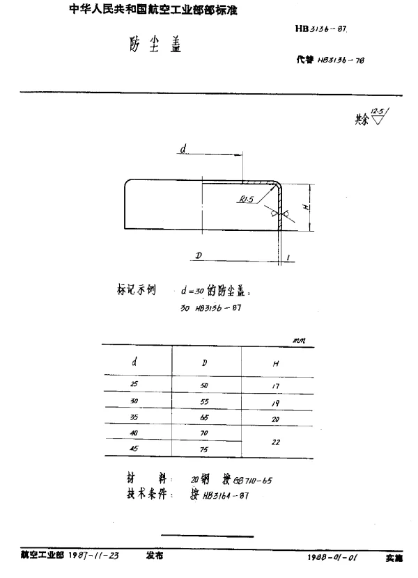 HB 3136-1987 防尘盖