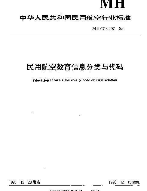MHT 0007-1995 民用航空教育信息分类与代码