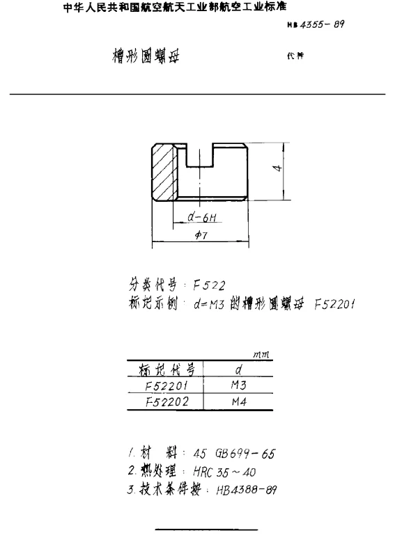 HB 4355-1989 槽形圆螺母