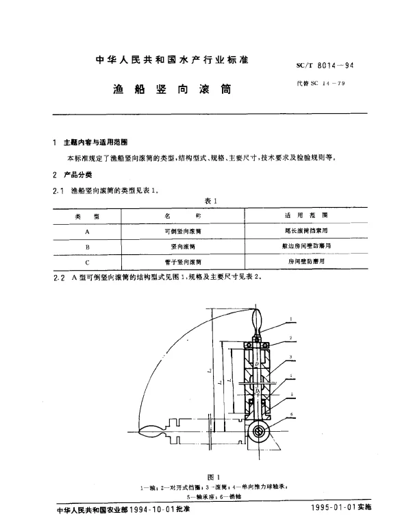 SCT 8014-1994 渔船竖向滚筒
