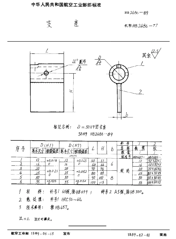 HB 2486-1989 支座