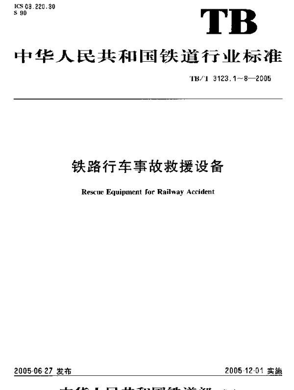 TBT 3123.7-2005 铁路行车事故救援设备.第7部分：液压破拆机具